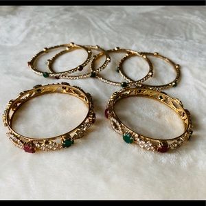 6 Pcs New Gold gem bracelet